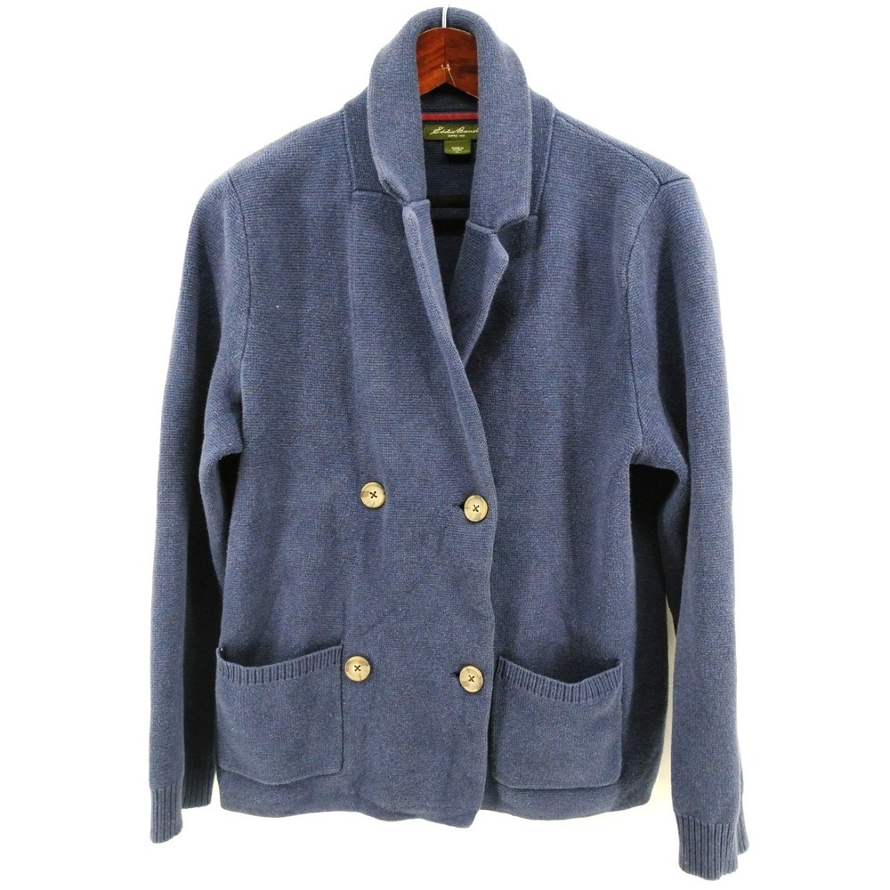Eddie Bauer Cardigan Women XL Blue Double-Breasted‎ Button Pocket Sweater
